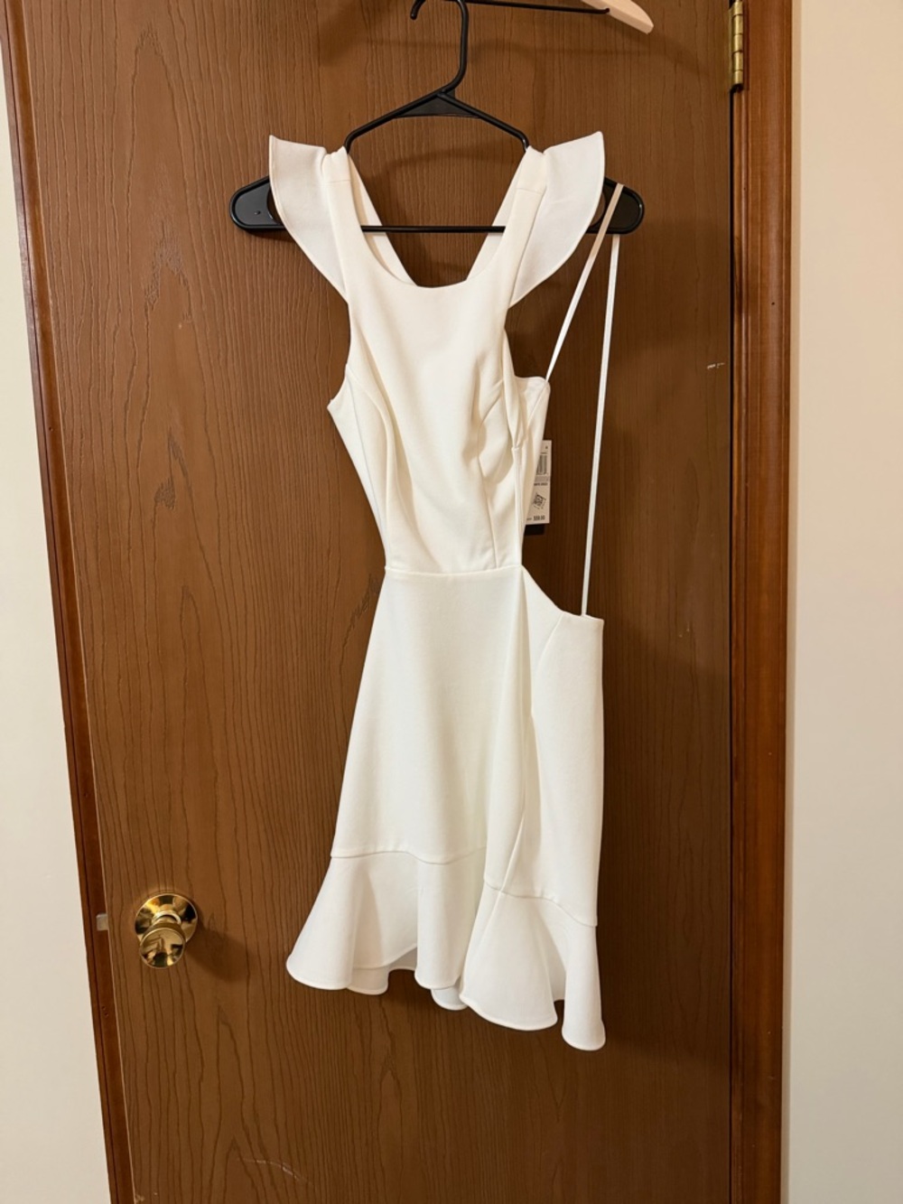 City Studio White Ruffle-Hem Mini Dress